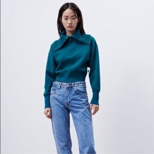 Zara KNIT SWEATSHIRT WITH ZIPPER